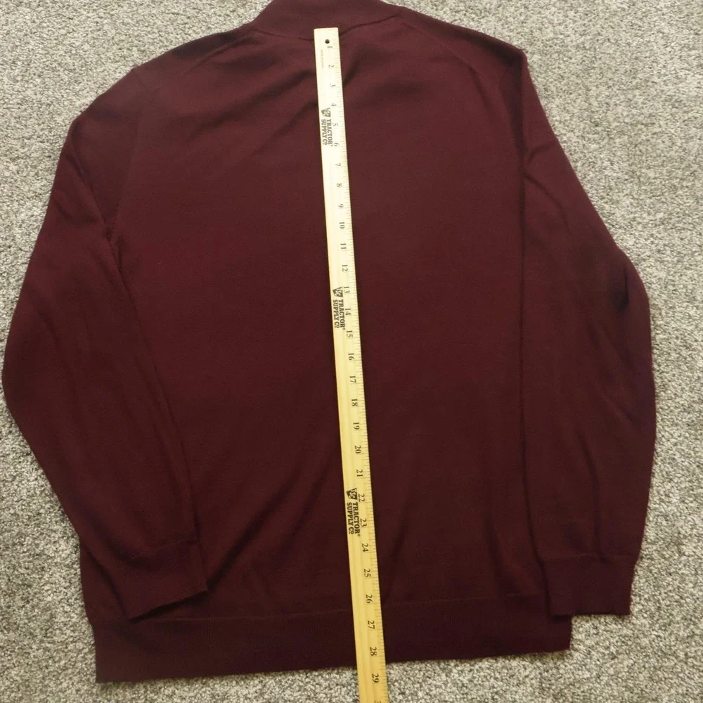 Club Room Sweater Mens Large 1/4 zip Merino Wool Pullover office Preppy Classic